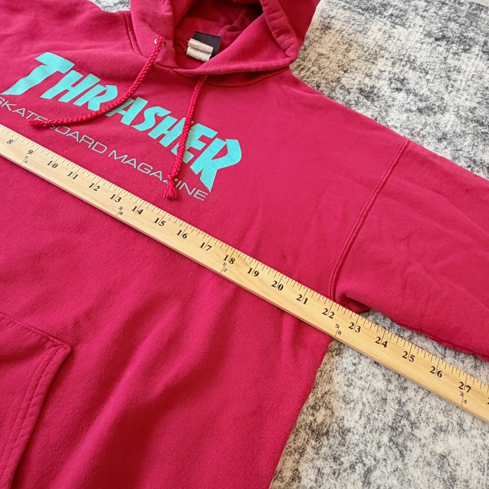 Thrasher Skateboard Magazine Hoodie Mens Medium Red Teal Graphic Pullover - Picture 9 of 10